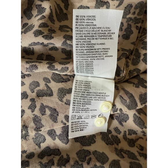 H&M Women’s Leopard Print Button Front Blouse Size L Long Sleeve 100% Viscose - Picture 7 of 7